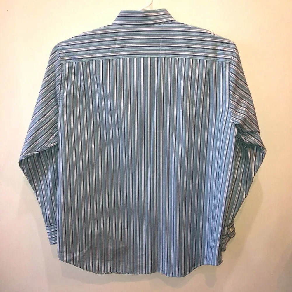 Banana Republic Mens Size XL Blue Striped Long Sleeve Button Up Shirt 17-17.5